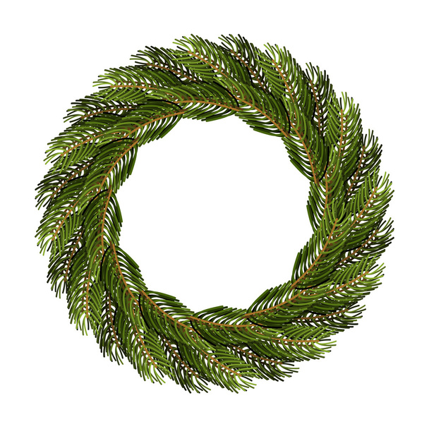 Traditional wreath of spruce branches for Christmas decoration.  - Vettoriali, immagini
