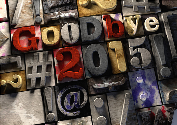 Tinta salpicada imprimiendo bloques de madera diciendo adiós al año 2015 mientras damos la bienvenida al nuevo año de 2016
 - Foto, imagen