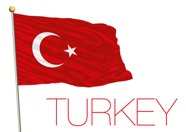 Flaga Turcji na białym tle w tle - Wektor, obraz