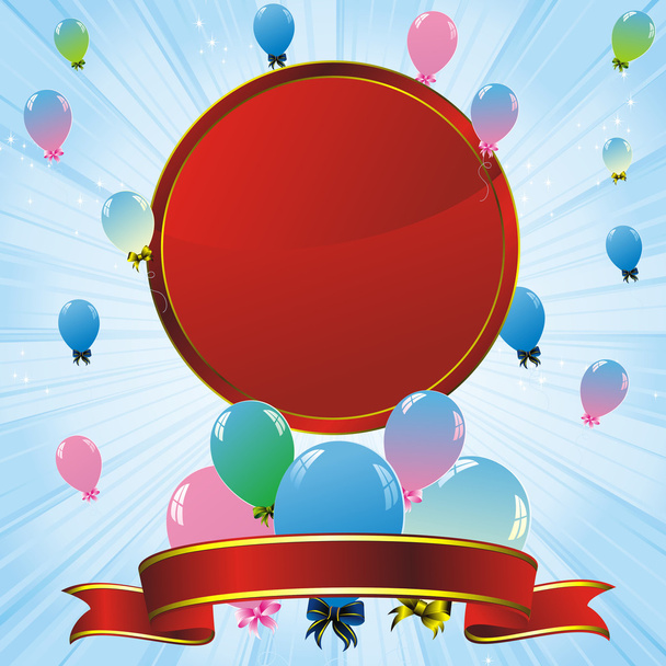 Balões coloridos e etiqueta vermelha
 - Vetor, Imagem
