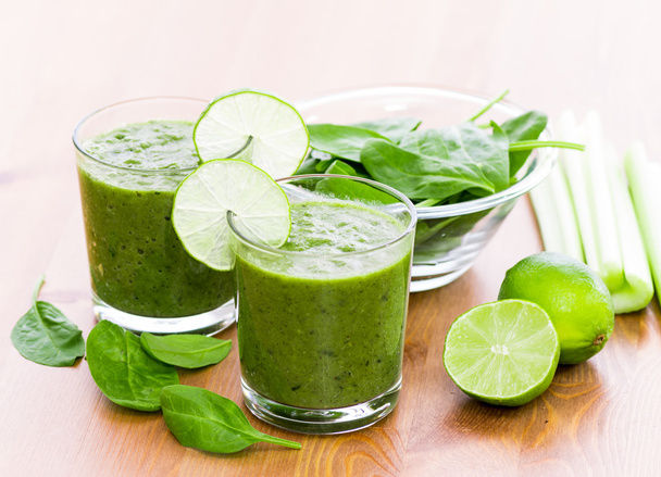 Two glass of green smoothie - Photo, Image