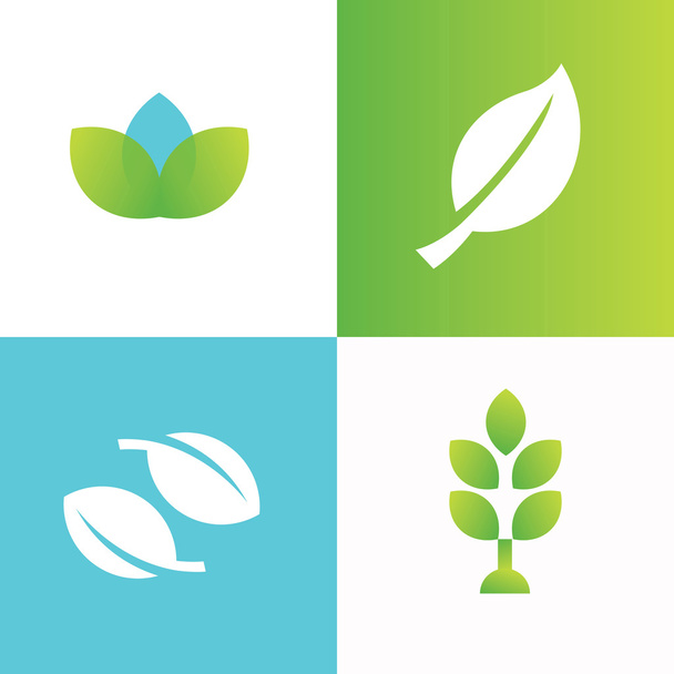 Leaf icon set - Vector, Imagen