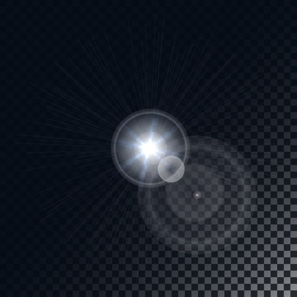 透明の背景上の抽象的なレンズ フレア ライト - ベクター画像