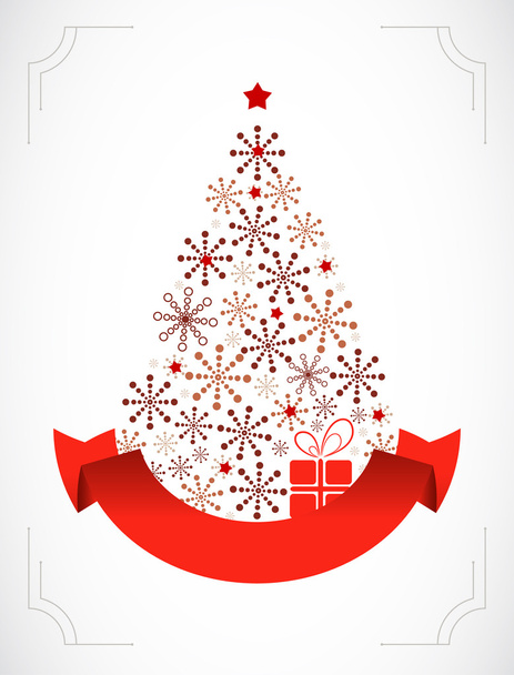 Biglietto di auguri con albero di Natale - Vettoriali, immagini