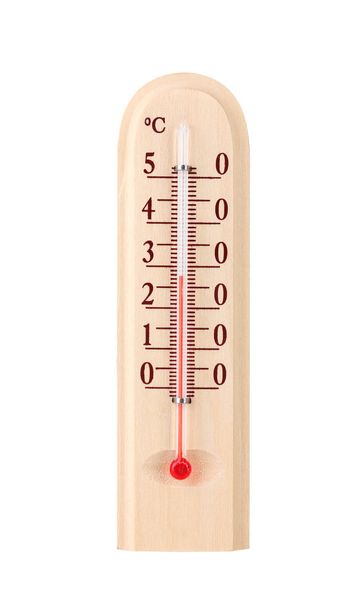 白に隔離された木造温度計 - 写真・画像