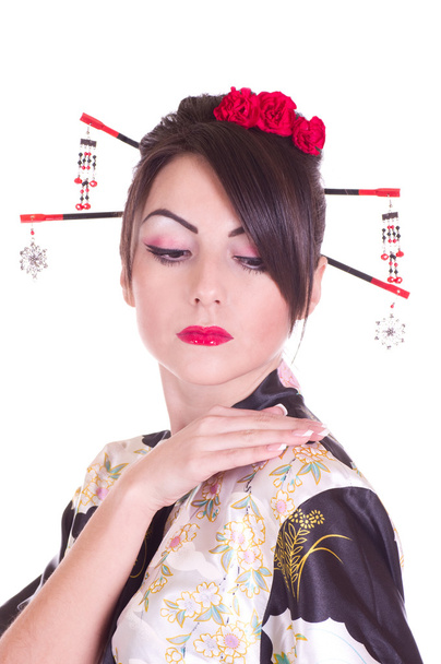 schöne junge Frau im asiatischen Kostüm - Foto, Bild