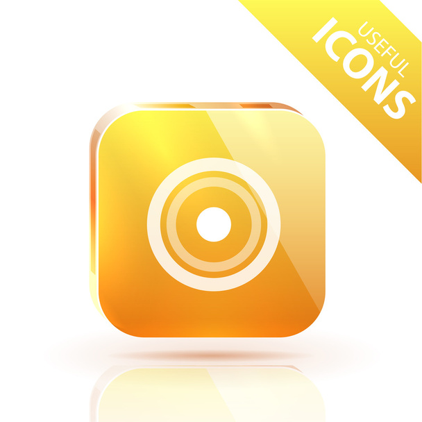 Glossy yellow orange metallic button - Foto, immagini