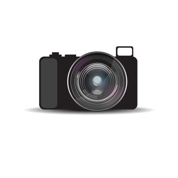 Mirrorless camera with realistic lens - Διάνυσμα, εικόνα