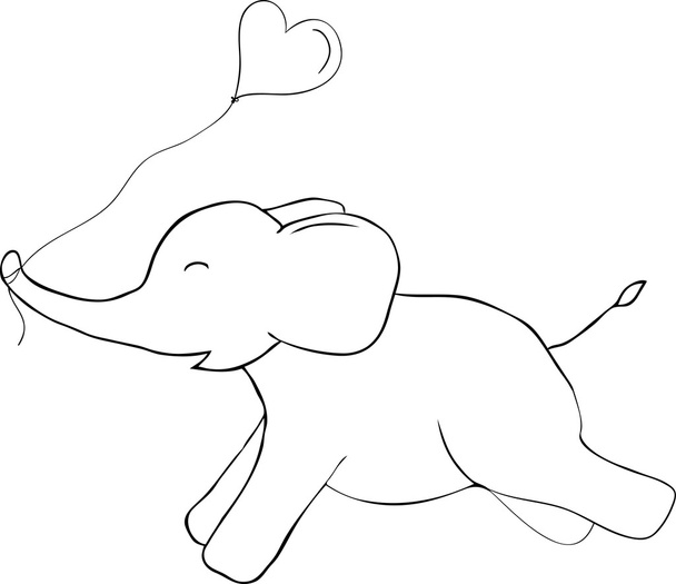 Aranyos elefánt doodle. Vektor kép - Vektor, kép