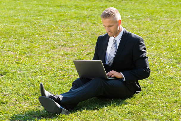Businessman Using Laptop - Fotoğraf, Görsel