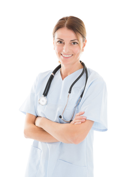 Female Doctor Standing Arms Crossed - Photo, Image