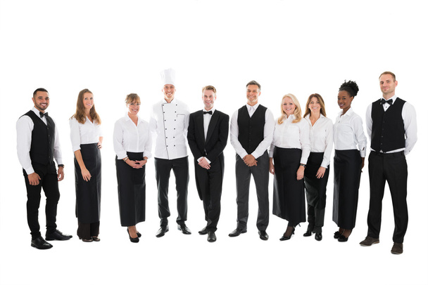 Restaurant Staff Standing In Row - Fotoğraf, Görsel