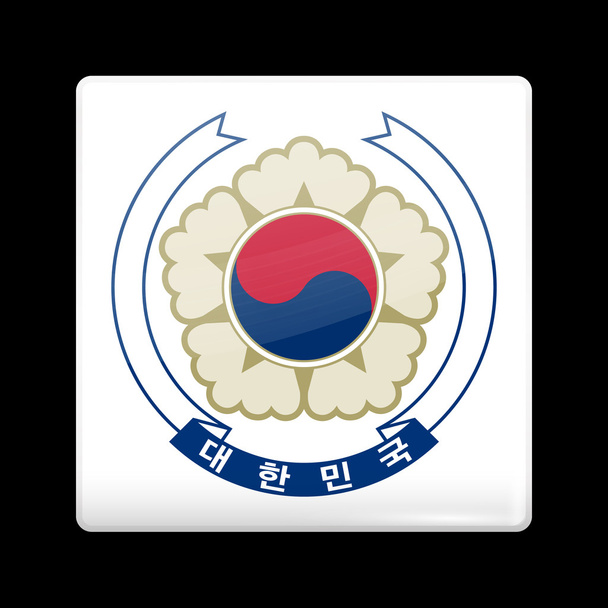 Bandera Variante de Corea del Sur. Icono vidrioso forma cuadrada
 - Vector, Imagen