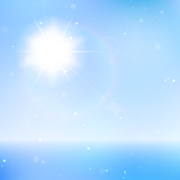 Abstract beautiful sea and sky background with sun halo. Vector illustration - Διάνυσμα, εικόνα