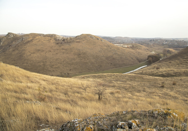 Small river and hills in prairie - Zdjęcie, obraz