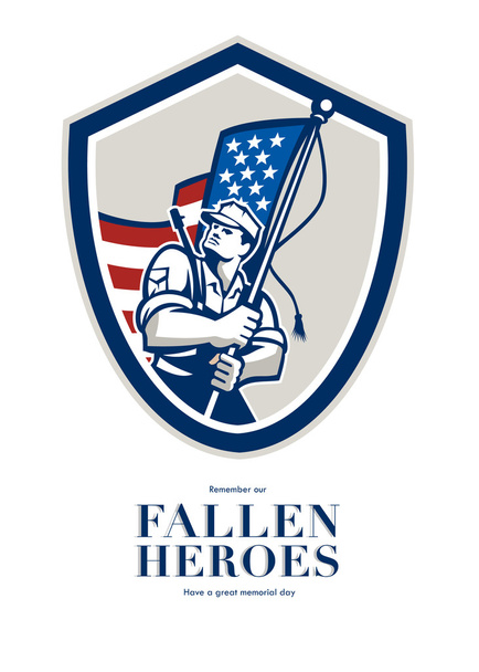  Memorial Day üdvözlőlap amerikai katona Usa zászló integet - Fotó, kép
