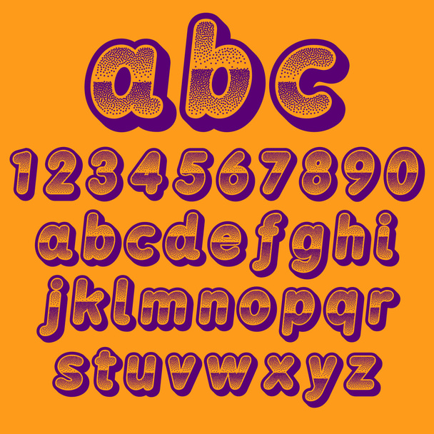 Stock Vector font pointillism. Letters and Numbers - Vetor, Imagem