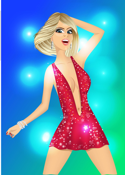 beautiful sexy lady in the night club - Vector, imagen