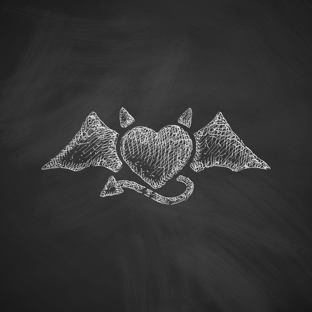 Ikona ruky nakreslené srdce ďábel - Vektor, obrázek