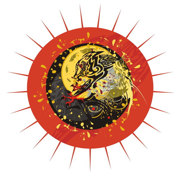 Grunge smoka słońce - Wektor, obraz