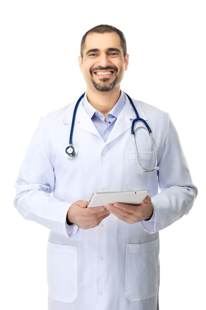 Portrait of a doctor with tablet in hands - Fotó, kép