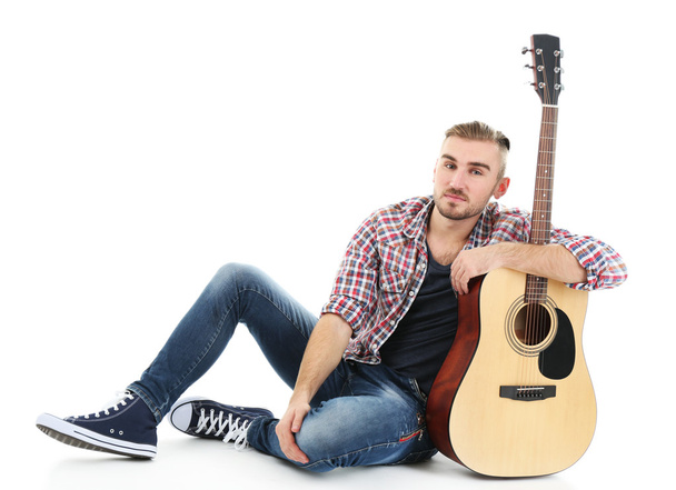 Young musician with guitar - Foto, Imagem