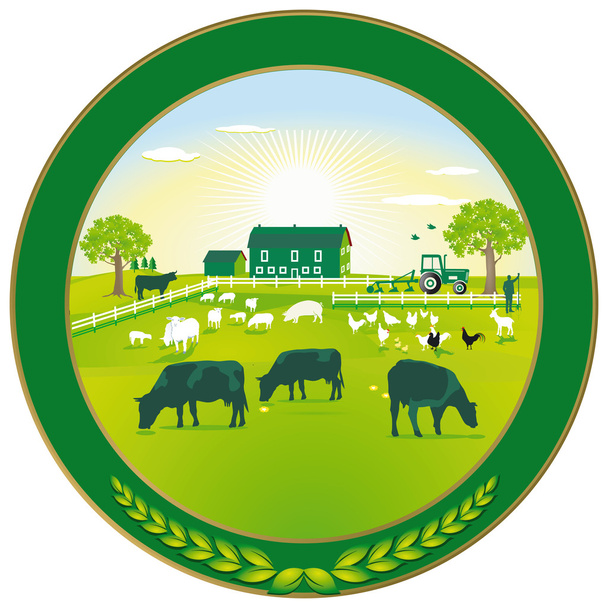 Emblema de agricultura verde
 - Vetor, Imagem