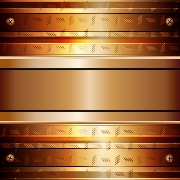 grafische illustratie van gouden platen met schroeven vast - Vector, afbeelding