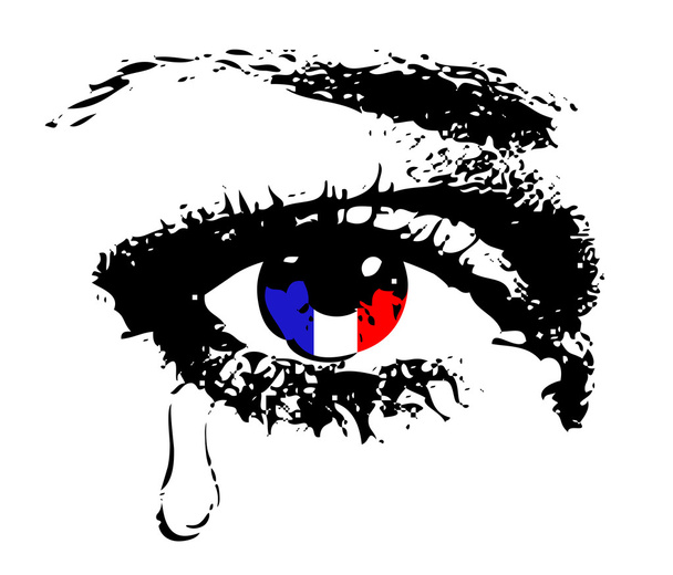 Κλάμα μάτι με τη σημαία της Γαλλίας - Διάνυσμα, εικόνα