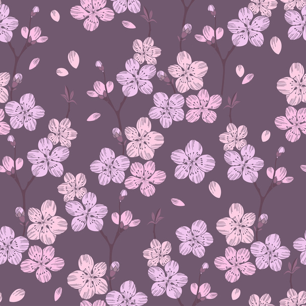 Pattern with sakura branches - Vector, imagen