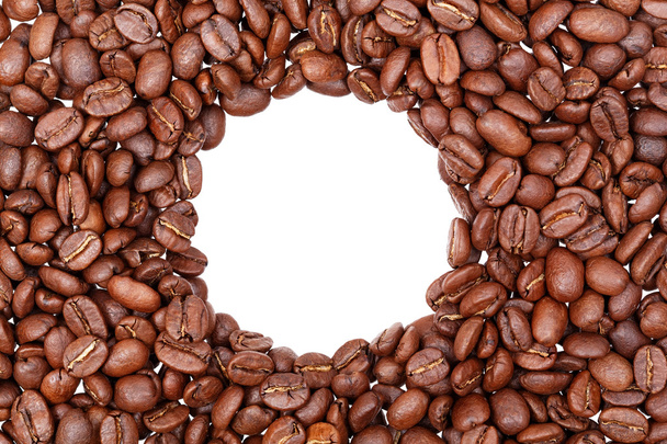 Marco circular de granos de café tostados aislados en blanco puede utilizar un
 - Foto, Imagen