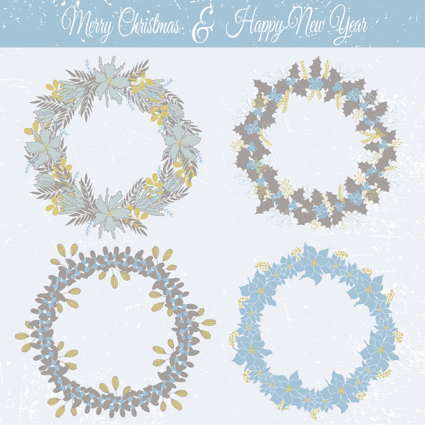 Christmas floral frames set - Вектор,изображение