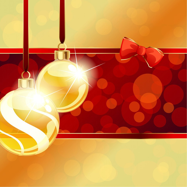 Banner rojo con adornos de Navidad dorados
 - Vector, imagen