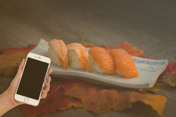 sushi  and tea drinking set - Foto, afbeelding
