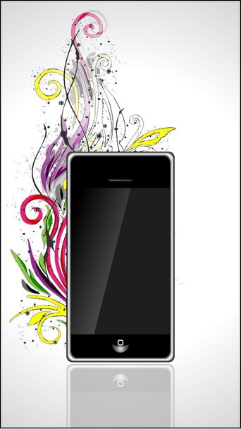 Абстрактный цветочный дизайн с телефоном
 - Вектор,изображение