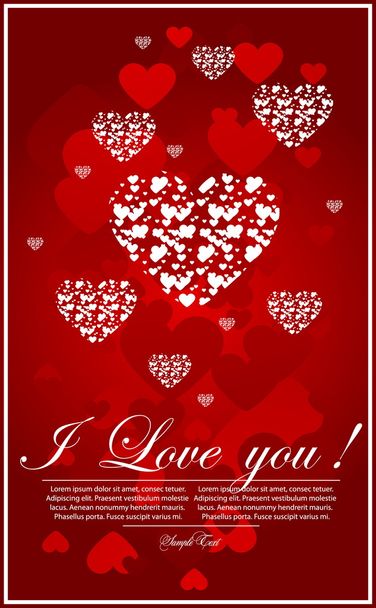 Цветочные валентинки с красным сердцем
 - Вектор,изображение