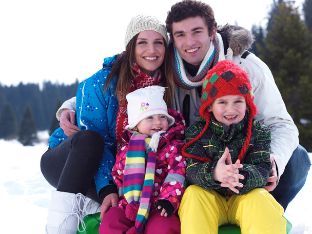 Schnee und Familienporträt - Foto, Bild
