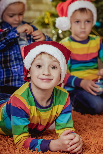boys in a hat of Santa - Foto, immagini