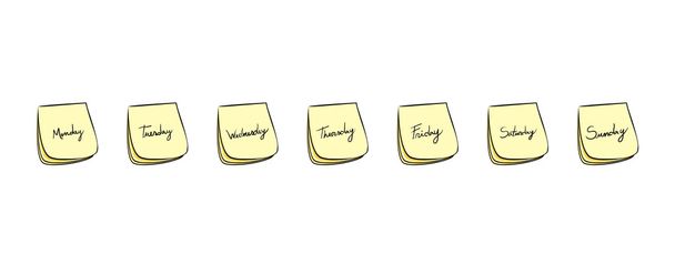 Weekdays Post-It Notes - Vector, Image