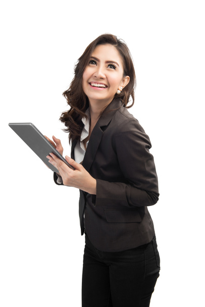 belle femme d'affaires moderne tenant tablette ordinateur
 - Photo, image
