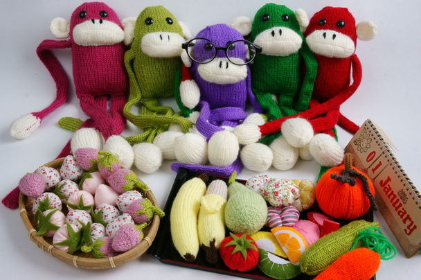 Family, stuffed animal, new year, monkey, funny - Photo, Image
