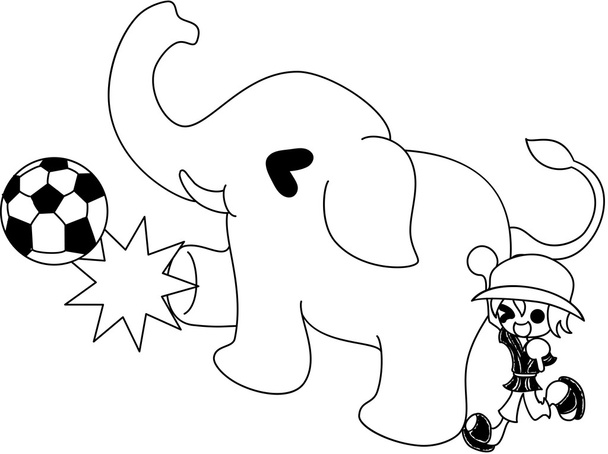 Jalkapallo norsun vieressä
 - Vektori, kuva