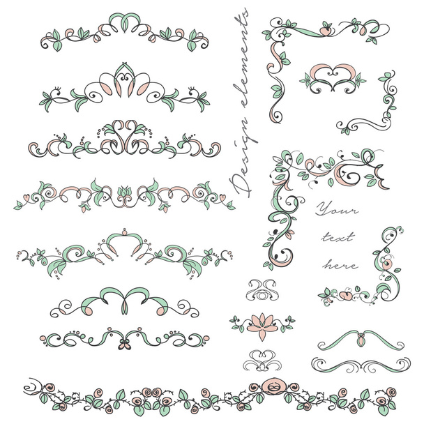 Conjunto de marcos caligráficos y bordes dibujados a mano
 - Vector, imagen