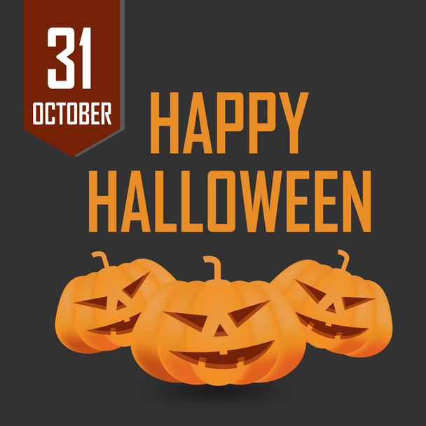 Happy Halloween card with pumpkin - Vector, imagen