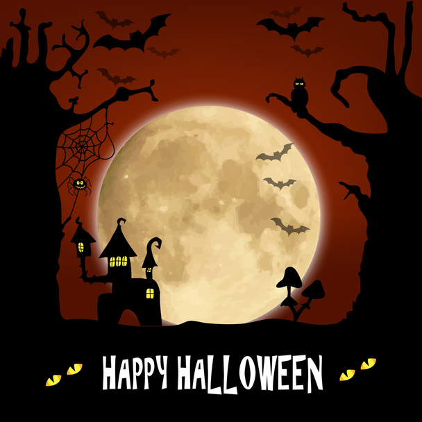 Happy Halloween template invitation card on a background of fore - Vector, imagen