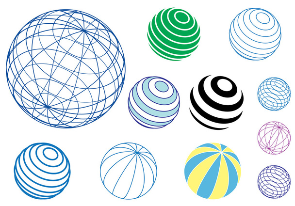 set van vector globes en ballen - Vector, afbeelding