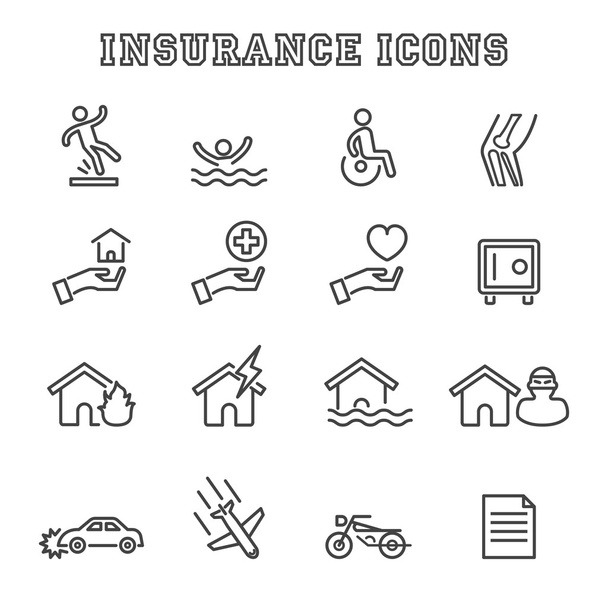 insurance line icons - Vector, Image