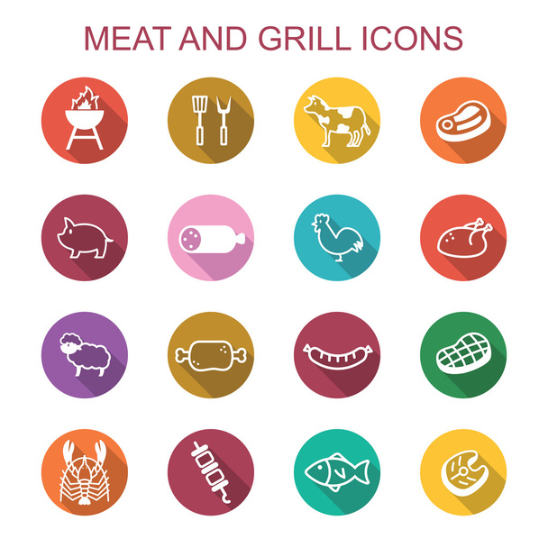 maso a gril ong stín ikony - Vektor, obrázek