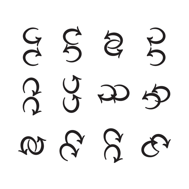einfaches Set von Symbolen im Zusammenhang mit doppelten Pfeilen in der Schnittstelle - Vektor, Bild