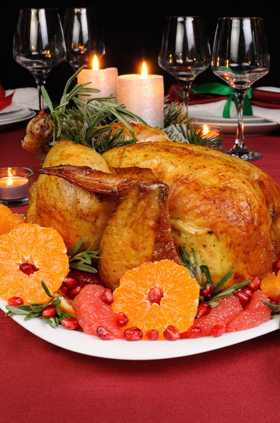 Pečené kuře na vánoční stůl - Fotografie, Obrázek